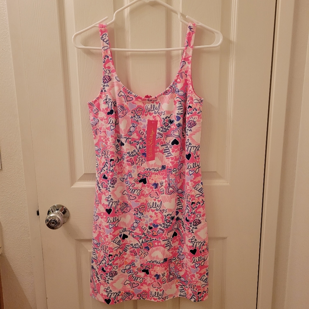 Lilly Pulitzer Dyanna Chemise Valentines Day Dress Lilac you a lot